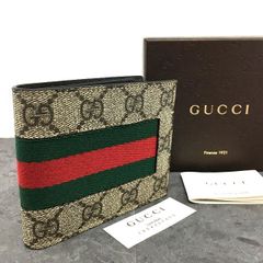 ひ*物様 GUCCI GGスプリーム 二つ折り財布 ウェブストライプ - メルカリ