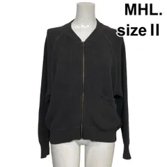 ◆ エムエイチエル MHL. ニットジャケット 長袖 ブルゾン ジップアップ リブ編み ダークチャコール コットン100 2 M 9号 レディース S6H017のサムネイル