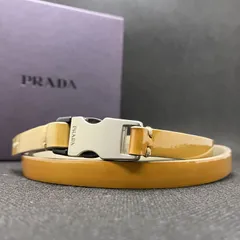 PRADA　プラダ　ベルト　バックル　パテント　表記サイズ70・28　ライトブラウン系　2348のサムネイル