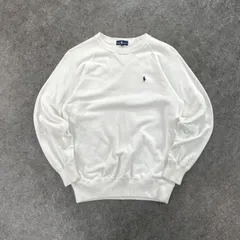 90s 00s Vintage Ralph Lauren Sweatshirt ラルフローレン スウェット トレーナー Vガゼット ラグラン 裏毛 パイル ワンポイント刺繍 ホワイト ヴィンテージ ビンテージ　レディースのサムネイル