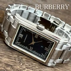 【稼動/美品】BURBERRY バーバリー 腕時計 ローマンインデックス レクタンギュラー クォーツ デイト ブラック文字盤 メンズのサムネイル