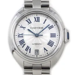 カルティエ Cartier 腕時計 クレ WSCL0006 シルバーギョーシェ文字盤 ローマンインデックス デイト 裏スケ SS 自動巻き 【箱・保付き】 【中古】のサムネイル