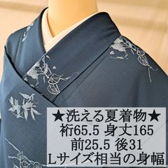 洗える夏着物・小紋・絽】紺 道長取 伝統柄 草花 化繊 れ23M06a - メルカリ