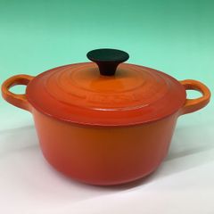 LE CREUSET 両手鍋 20cm オレンジ 鋳物ホーロー - メルカリ