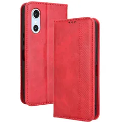 arrows We3 ケース 手帳 F-52G チェック柄 合革 レトロ 手帳 ケース 【Color】レッドのサムネイル