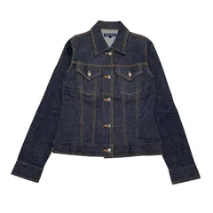 J & R｜ジェイアンドアール｜濃紺｜ネイビー｜デニムジャケット｜ストレッチ入り｜美シルエット｜大人カジュアル｜レディース｜Mサイズ｜コットン95％｜ポリウレタン5％｜日本製｜古着｜全体的に良好のサムネイル