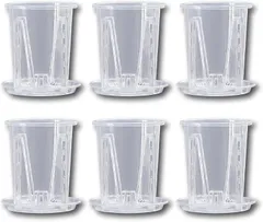 ENN LLC 透明鉢 6個セット 植木鉢 スリット入り 根はり促進 根腐れ防止 プラスチック製 受け皿付 胡蝶蘭 観葉植物 (クリア,  14cm)のサムネイル