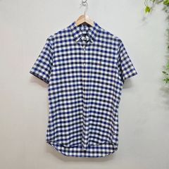 00s STUSSYシアサッカー 半袖チェックシャツ 短丈ボックスCityboy