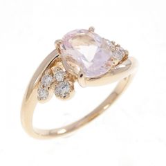 K18PG天然モルガナイト1.27ct☆《ローズハートの祝福》ハートリング 