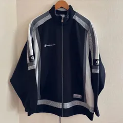 (^w^)b【90sヴィンテージ】Champion　チャンピオン　プロダクツ トラックジャケット ジャージ Y2K テック系 メッシュ切替 オールドスクール 黒  フルジップ ブルゾン ジャケット 長袖 ジャンパー 羽織り　メンズ　Lサイズ OM12979ON