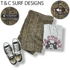 90s ヴィンテージ ハワイ製 タウンアンドカントリー サーフデザイン タウカン T＆C SURF DESIGNS ジャガード ツータック ショーツ ショート パンツ 30 ブラウンxネイビー メンズのサムネイル