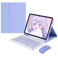 マウス付き Galaxy Tab S6 Lite キーボードケース 可愛い カラーキーボード マグネット 分離式 Android タブレット ギャラクシー Tab S6 Lite カバー ビジネス 学生 レディース 女性 人気 (パープル)のサムネイル