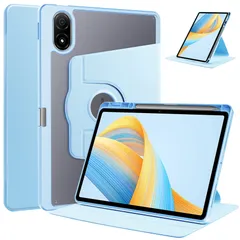 360度回転式 スタンド Xiao Mi Pad 5 ケース 縦置きカバー 軽量 耐衝撃 透明バックカバー Android タブレット シャオミ Pad 5 Pro 保護ケース, ブルーのサムネイル