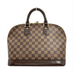 Louis Vuitton Alma PM Handbag, Damier Ebene, N51131, Brown with Gold Hardware, FL1014 [Pre-owned]