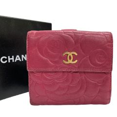CHANEL カメリア 三つ折り財布 ピンク - メルカリ