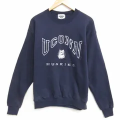 L/古着 リー Lee 長袖 スウェット メンズ 90年代 90s コネチカットハスキーズ カレッジ 刺繍 クルーネック USA製 ネイビー 26may28のサムネイル