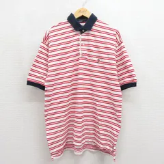 XL/古着 トミーヒルフィガー 半袖 ブランド ポロ シャツ メンズ 90年代 90s ワンポイントロゴ 鹿の子 大きいサイズ コットン レッド ボーダー 26may28