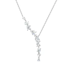 ネックレス レディース 藤の花 「藤華の雅」y字 フラワー 藤 最高級ジルコニア シルバー S925 シルバー925製 ジュエリー ホワイトデー お返し 記念日 誕生日のサムネイル