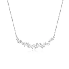 ネックレス レディース 藤の花 「藤華の雅」藤 横ライン フラワー 最高級ジルコニア シルバー S925 シルバー925製 ジュエリー ホワイトデー お返し 記念日 誕生日のサムネイル