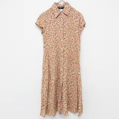 MaxMara WEEKEND マックスマーラ ウィークエンド  シャツワンピース 小花柄 フラワー リバティー フレンチスリーブ リネン オレンジ レッド イタリア製 レディース 40 b01959のサムネイル
