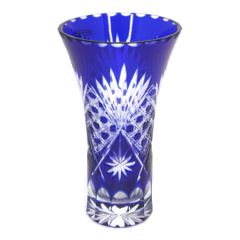 色被せ切子 花瓶 ブルー ガラス フラワーベース - メルカリ