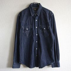 極美品 RRL 濃紺 デニムウエスタンシャツ コンチョボタン Lサイズ 美品】 RRL ダブルアールエル コンチョボタン デニムウエスタンシャツ