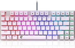e元素 ゲーミングキーボード 赤軸 81キー RGBバックライト ホワイト 美品 ++924613のサムネイル