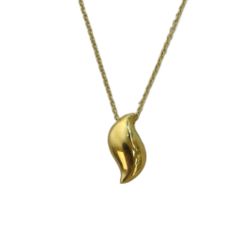 Tiffany & Co. K18 Elsa Peretti Feather Pendant Necklace Chain, One Color Yellow Gold /BB ■OH