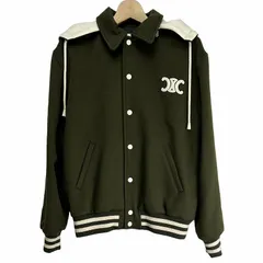セリーヌ CELINE HOODED VERSITY JACKET フード付きバーシティジャケット 38 上着 ブルゾン 緑 カーキ 2V49I6700.31FSのサムネイル