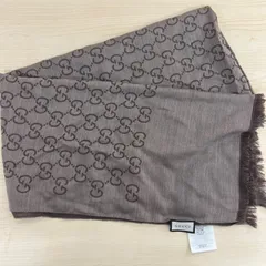 GUCCI グッチ GG柄 ストール マフラー ブラウン フリンジ ウール シルク レディース イタリア製のサムネイル