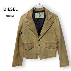 ディーゼル DIESEL イタリア製 本革 レザー100% レザージャケット テーラードジャケット ショート丈 シングル チェーンボタン ベージュ系  Mサイズ レディース カジュアル ヴィンテージ レトロ 00s Y2K グランジ ロック バイカーのサムネイル