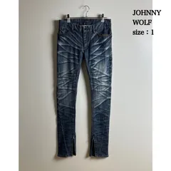 JOHNNY WOLF buffalo bobs y2k archive lame zip denim pants 1 S ジョニーウルフ シルバーラメ 銀箔 デニムパンツ 裾ジップ 平成 バッファローボブス ジミスパのサムネイル