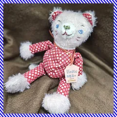 美品 作家もの mitsuko 作 アートドール 「KuMaNeKo（クマねこ）」 全長23cm 2003年 当時もの テディベア 猫 ぬいぐるみ ハンドメイド 1点もののサムネイル