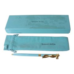 TIFFANY&Co. ティファニー リボンモチーフ ボールペン 回転式 ブルー
