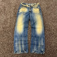 極太90s豪華刺繍 ENYCE 再構築 フェード バギーデニム B系HIPHOP