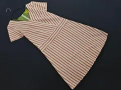 Jocomomola ホコモモラ ストライプ Aライン ワンピース size40/ベージュｘ赤 ■◆ レディースのサムネイル