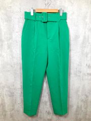 ZARA Women's Belted One-Pleat Center-Pressed Trousers/Slacks, Size M/Green