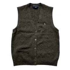 RALPH LAUREN POLO SPORT ラルフローレン メンズ ニットベスト Mサイズ ウール グレー Vネック ボタン付き 刺繍ロゴ ポケット付き カジュアル 重ね着