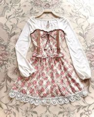 LISLISA リズリサ 花柄 レースアップ ブラウン トップス 平成女児