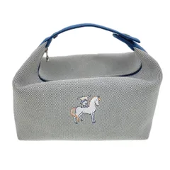 【再値下げ】HERMES エルメス ブリッド ア ブラック ガブリオル GM ハンドバッグ H103587M レディース コットン ブルー 中古のサムネイル