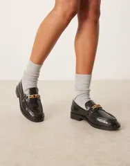 エイソス レディース シューズ スリッポン・ローファー ミニ レザー ローファー ASOS DESIGN Ministry premium chain detail loafers leather Bのサムネイル