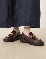 エイソス レディース シューズ スリッポン・ローファー ローファー ASOS DESIGN Mistral trim detail loafers croc Brown croc ブラウンのサムネイル