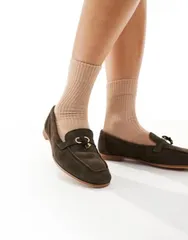 アルド レディース シューズ スリッポン・ローファー スエード レザー ローファー ALDO Yblide tassel loafers in suede dark green leather DARのサムネイル