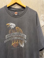 【 USA製 / HARLEY - DAVIDSON 】 ハーレーダビッドソン　両面プリント　半袖 Tシャツ　イーグル　ワシ　motorcycle　モーターサイクル　バイク　黒　ブラック　《 XXL 》