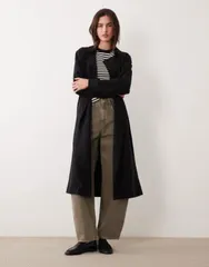 エイソス レディース アウター コート ASOS DESIGN soft longline trench coat Black ブラックのサムネイル