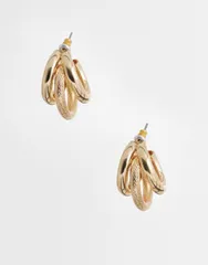 アクセサライズ レディース アクセサリー ピアス・イヤリング Accessorize textured triple hoop earrings tone GOLD ゴールドのサムネイル