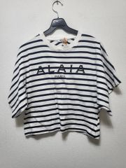 美品 ALAIA アライア 半袖ロゴプリントTシャツ ホワイト 白 38 M