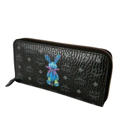 MCM エムシーエム 長財布 ラウンドファスナー ブラック うさぎプリント ロゴ総柄 レディース ウォレット 合皮 大容量 カラフルデザインのサムネイル