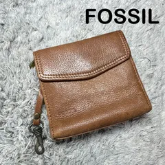 FOSSIL フォッシル 三つ折り財布 コンパクトウォレット パスケース 本革 レザー ブラウンのサムネイル