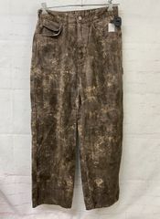 [Used] ZARA Straight Pants, All-over Print, Brown, USA, Size 30, 991923317